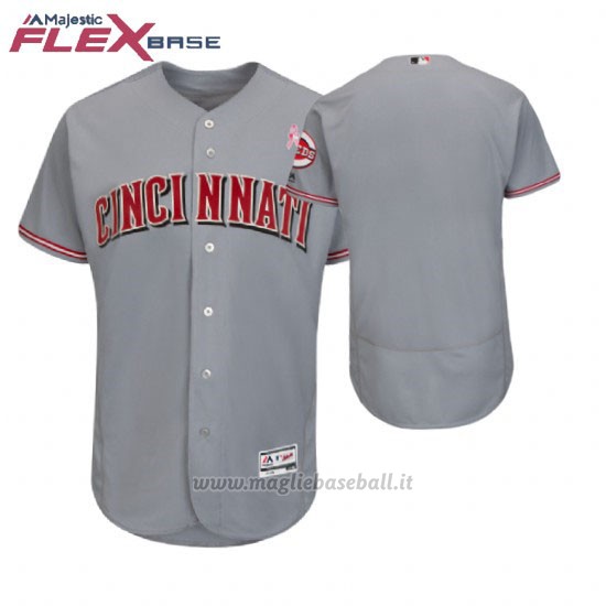 Maglia Baseball Uomo Cincinnati Reds Grigio 2018 Dia de la Madre Flex Base